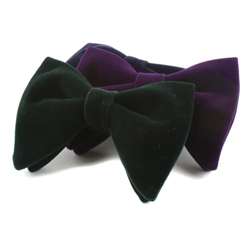 Image of Mens Oversized Velvet Bow Tie Solid Color Formal Tuxedo Pre-Tied Big Bowtie