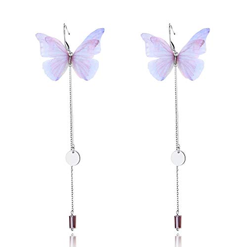 Boucles d'oreilles papillon colorées femmes bijoux argent sterling