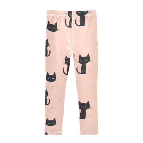 Girls Leggings Black Cats Pink Soft Toddler Leggings for Girls Kids Pants Size 4T-10T2