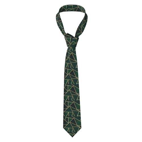 YOFIEN Corbatas de poliéster para hombre, diseño verde y dorado, corbatas finas y novedosas