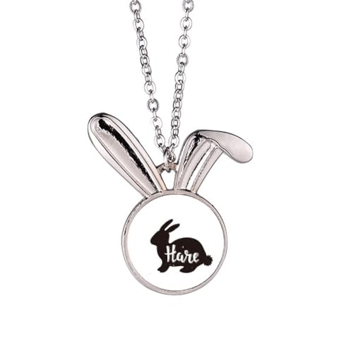 Collier lapin noir et blanc bijou hypoallergénique léger pour peau sensible