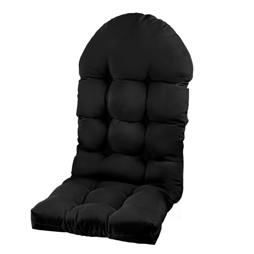 Image of Adirondack Chair Cushion, Rocking Chair Cushion 44x19.4x4 inch, High Back Patio Cushions of Upper and Lower with Ties, Sunscreen and Fade-Resistant (Black, 1)