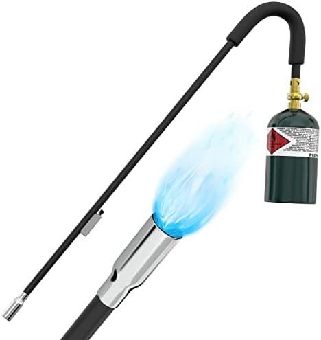 Houseables Weed Torches, Propane Burner Torch, Flame Weeder Cane, 20,000 BTU, 34 Inch, Black, Wand, Self Igniting, Weeds Killer Kit, Push Button Starter, Butane, For Outdoor Lawn Yard and Garden