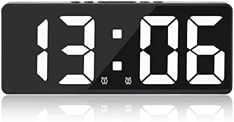 Digital Alarm Clock for Bedrooms, with Temperature, 6 Adjustable Brightness, Voice Control, Dual Alarm & Snooze, 12/24H & Date, Easy to Use, 6.2" Led Desk Clocks (Black)