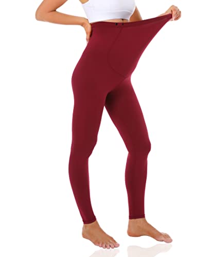 Foucome Women's Maternity Leggings Over The Belly Pregnancy Active Workout Yoga Tights Pants (Wine Red, Large) #TOP1