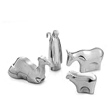 Nambè 4-Piece Nambe Metal Alloy Nativity Figurines, Shepherd and Animals