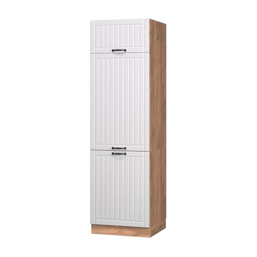 Vicco Armario para frigorífico Empotrado Fame-Line, Blanco casa de Campo, 60 cm