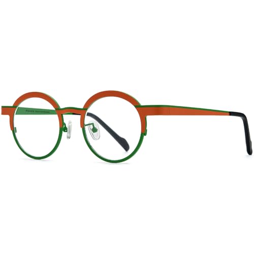 Image of FONEX Colorful Pure Titanium Glasses Frame Women Retro Round Eyeglasses
