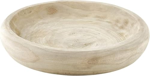 BOLTCORRSE Wooden Decorative Bowl Hand Carved Natural Wood Fruit Bowl Rustic Farmhouse Dough Bowl Decor Wooden Serving Bowl for Coffee Table Entryway Key Bowl or Kitchen Centerpiece
