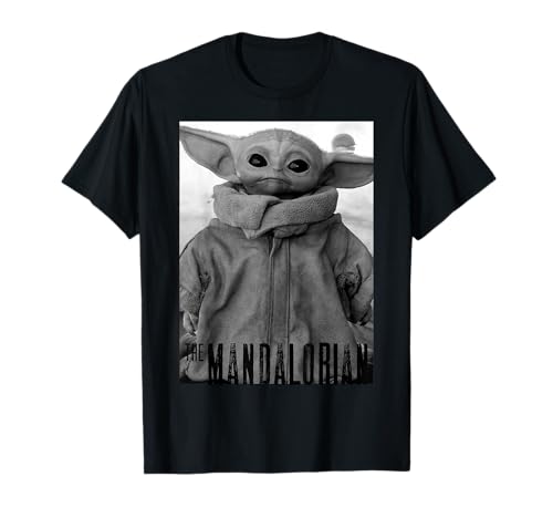 T-shirt Star Wars The Mandalorian Grogu avec motif portrait artistique monochrome pour fan