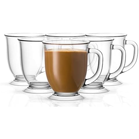 Kook Glass Coffee Mugs, by Kook, Clear Glass Coffee Mugs, Espesso Cups, 15 oz, Set of 6, for Drinking Hot Beverages, Tea, Latte, Cappuccino, Large Capacity Cover