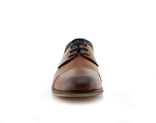 Image of Polar Fox Men's Classic Floral Derby Dress Shoes | Lace-Up Oxford Derby Collection | Derby Fashion Dress Shoes