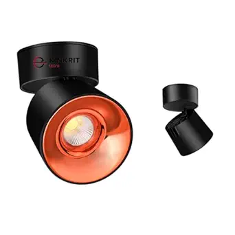 KINKRIT 12W 360 Degree Adjustable LED Round Surface COB Light | Black Rose Gold Reflector | Cylindrical Shape Indoor Ceiling Mounted Spot Light | Down Light Aluminum | Neutral White(4000K)