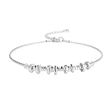Kovonchy Ankle Bracelets for Women Sterling Silver Waterproof Boho Mixed Charms Dainty Layered Beach Summer Anklet Jewelry Geometric