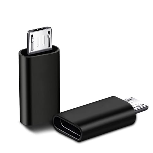 Mugust Adaptador Micro USB a USB C,2 Pack Micro Macho a USB C Hembra Convertidor para iPhone 16/15 Pro MAX MacBook Air iPad Samsung Galaxy Huawei(Negro)