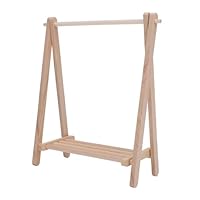 Alomejor Dollhouse Freestanding Clothes Rack, Birch Wood Floor Stand for Miniature Scenes, 1:12 Scale