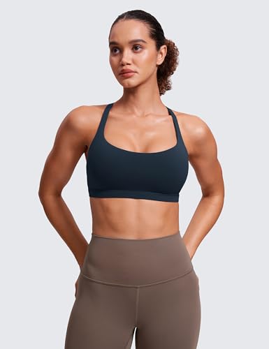 Image of CRZ YOGA Naked Feeling Strappy Sports Bras for Women - Criss Cross Back Wireless Padded Cami Yoga Workout Top