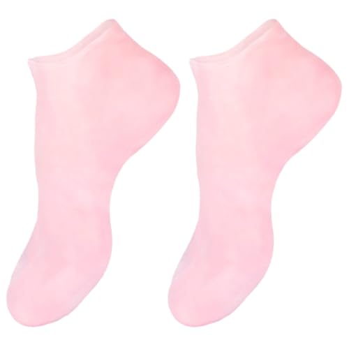 BELLIFFY 1par Calcetines Hidratantes Sebs Antideslizantes para Talones Agrietados Protección y Reparación de Pies Secos Suavizan y Cuidan la Piel de Rosa Talla S