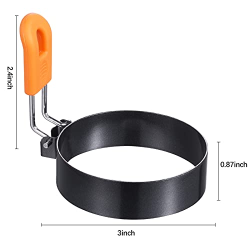 Egg Rings, Kmeivol 4 Pack Nonstick Egg Ring for Frying Eggs and English Muffin, Stainless Steel Round Egg Mold with Anti-scald Handle, Egg Poachers for Camping Indoor Breakfast Sandwich Burger - Thumbnail 2