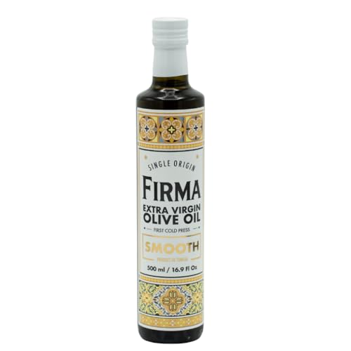 Firma Smooth Cold Pressed Extra Virgin Olive Oil, Peak Harvest Cooking EVOO From Tunisia,Single Origin Monovarital Olive Oil, 16.9 Fl Oz