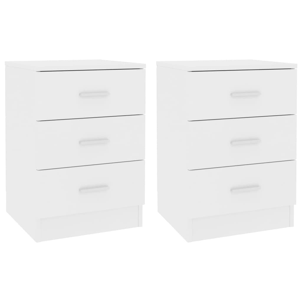 PIXZSSI Juego de 2 mesitas de noche para dormitorio con 3 cajones, 38 x 35 x 56 cm, mesa auxiliar, clásica, versátil, mesa de centro, estudio, color blanco, armarios de noche, cómoda, material de