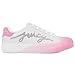 Juicy Couture Women's Rhinestone Logo Sneakers, Stylish Casual Shoes with Sparkling Detail, Comfortable Lace-Up Design-Aurelie-White Pink-8.5