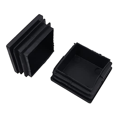NUZAMAS Pack of 50 Black Square Plastic End Caps, 40x40mm, Anti-Slip Mat, Furniture Foot Plugs, 10 - Image 2