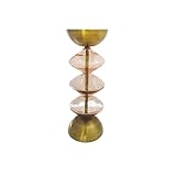 Bloomingville Reclaimed Glass and Metal Decorative Pillar Candle Holder, Gold and Pink