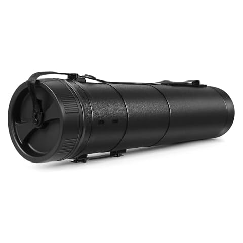 Flexzion Poster, Art, Document Tube with Strap, Expandable Waterproof Plastic Container, Telescoping Cylindrical Storage Case, Portable Paper Holder for Draft Sketch Blueprint, 6.5 IDx32-51.6 Inch Cover