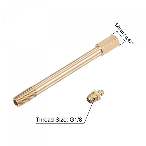 Image of uxcell Brass Straight Grease Fitting G1 /8 Thread 130mm Length Hydraulic Grease Fitting Accessories