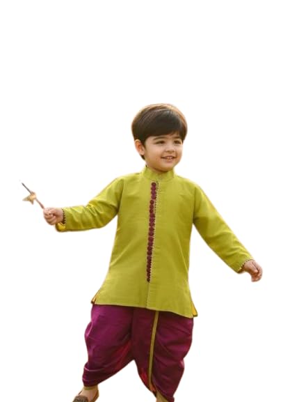 Image of Kid Boys Kurta Dhoti Ethnic Clothing Set| Comfortable, Breathable, Lightweight, Skin Friendly|SL 29