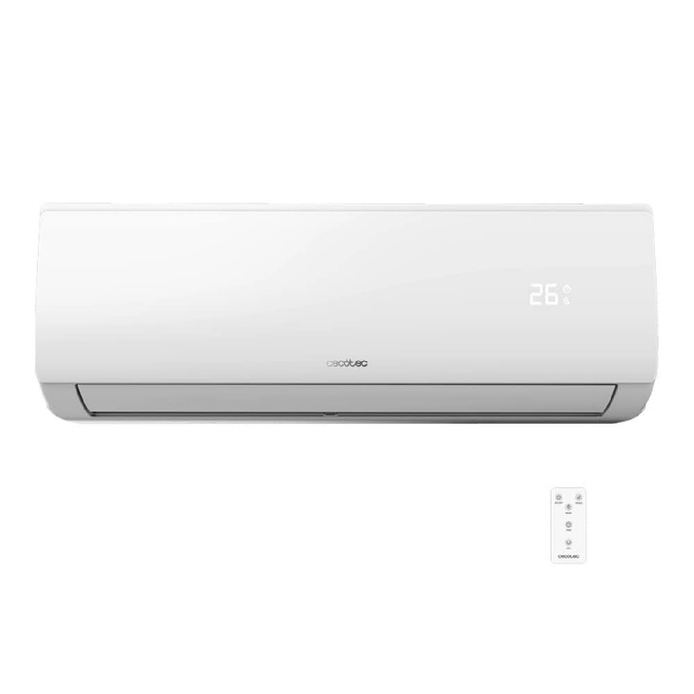 Cecotec Aire Acondicionado Split AirClima 9000 Smartfresh. 9000 BTU, Motor DC, Bomba de Calor, Mando a distancia, Pantalla LED, Sistema Inverter, 5 Modos, 8 Velocidades, Cobertura 16 m2 + compresor