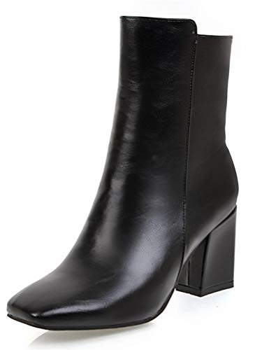 WUIWUIYU Femmes Bottines Chaussures à Talons Hauts Boots Bloc Chelsea Boots -Noir 43 Cover