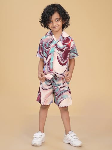 Image of Ninos Dreams Boys Cotton Rayon Coord Set with shorts /Holiday Shirt & Shorts