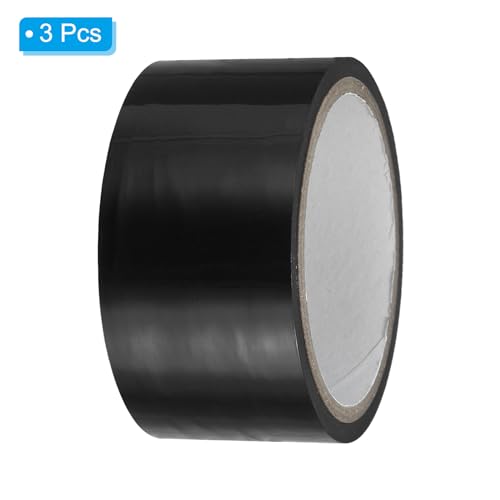 Image of PATIKIL Non Stick Static Tapes 2 in x 50 Ft, 3 Roll Duct Tape No Glue Electrostatic Adsorption Tape for Organizing Cables Securing Crafts, Black