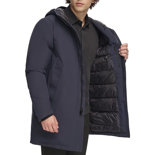 Image of DKNY Men's Water Resistant Hooded Logo Parka Jacket