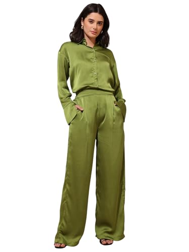 Image of PURVAJA Women's Full Sleeve Shirt & Trouser Solid Co-ords