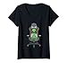 Damen Streamer Alien Gamer Gaming Stuhl Live Streamer T-Shirt mit V-Ausschnitt