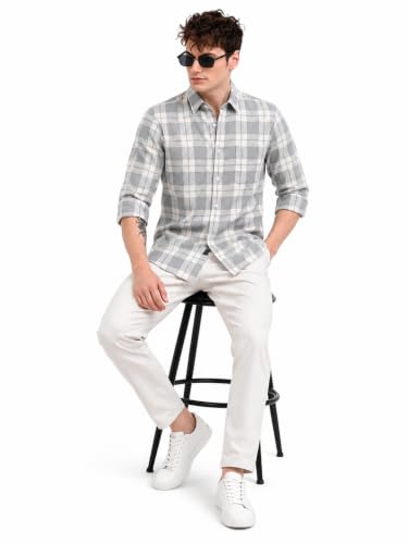 Image of Youth First Men's Cotton Blend Casual Shirt | Regular Fit Solid Full Sleeve Button Down Collared Shirts | Comfortable Formal Office Business Casual for Men