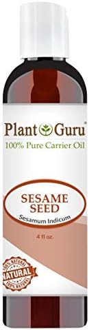 Sesame Seed Oil 4 oz Cold Pressed Carrier 100% Pure Natural For Skin, Body, Face, and Hair Growth Moisturizer. Great For Creams, Lotions, Lip balm and Soap Making