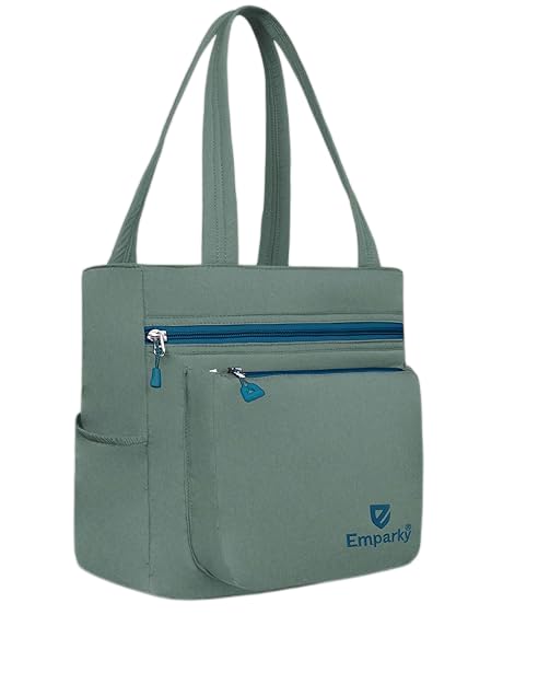 Tote Bag for Women, Black with Blue Zippers, Multiple Pockets-picture-42