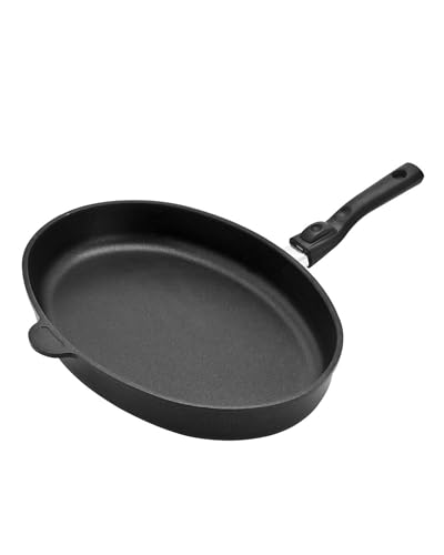 Original Gundel Guss-Fischpfanne klein, 35 x 24 cm, Höhe 5 cm, Titan-Keramik-Oberfläche, PFOA-frei, Akku-Therm Boden, abnehmbarer Stiel