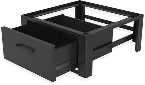 Image of 46448 Washing Machine Booster Seat - With Drawer - Heavy Duty Washing Machine Holder - Black