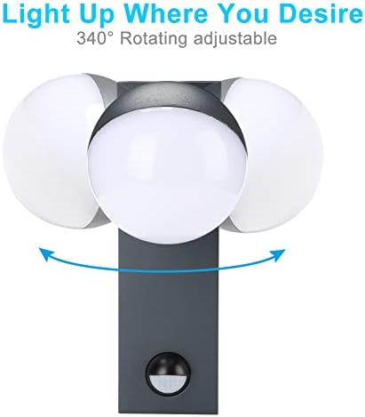 LASIDE Outdoor LED Wall Lights with PIR Motion Sensor, Anthracite Grey Outside Wall Lights Electric, Waterproof Aluminium 3000K 700LM Garden Wall Lights Mains Powered for Front Door Patio Porch Garage