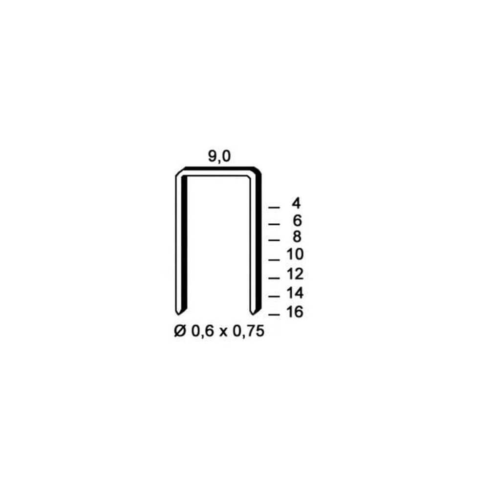 D-Work - 10.000 grapas galvanizadas V-08-9x8x0.6x0.75 mm