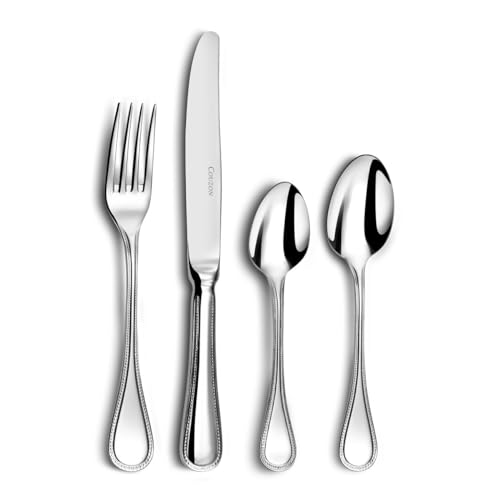 COUZON - Ménagère 24 couverts de table pour 6 personnes - Le Perle - Acier inoxydable 18/10, Finition Miroir, Epaisseur 3.5 mm - Inox