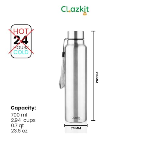 Image of Clazkit Customized Water Bottle Stainless Steel 700ml| Custom Name Engraved Bottle | Name Printed Gift Bottle |Ideal for Office, Birthday, Return Gifts & Corporate Gifting