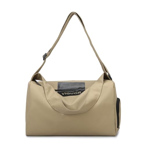 Wet And Dry Separation Travel Shoulder Bag Large Capacity Sports Fitness Hand Messenger Bag(Khaki)