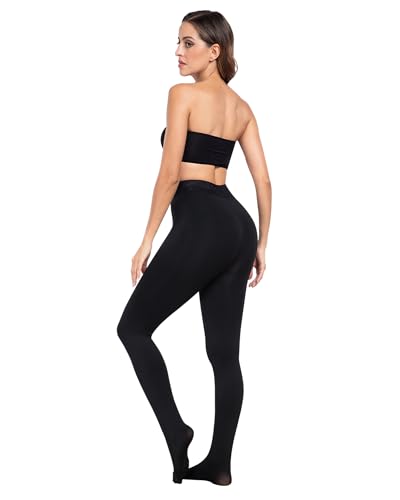 Image of ATHVOTAR Fleece Lined Winter Tights Women - Thermal Warm Opaque Pantyhose Thick Sheer Leggings 1 Black /1 Black /1 Black Medium /Large