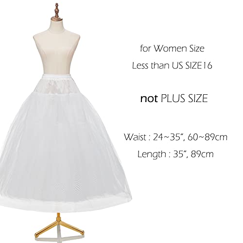 Awsale Hoopless Petticoats Crinoline Slips Underskirt Floor Length For Bridal Gown.wpt109 White #TOP2